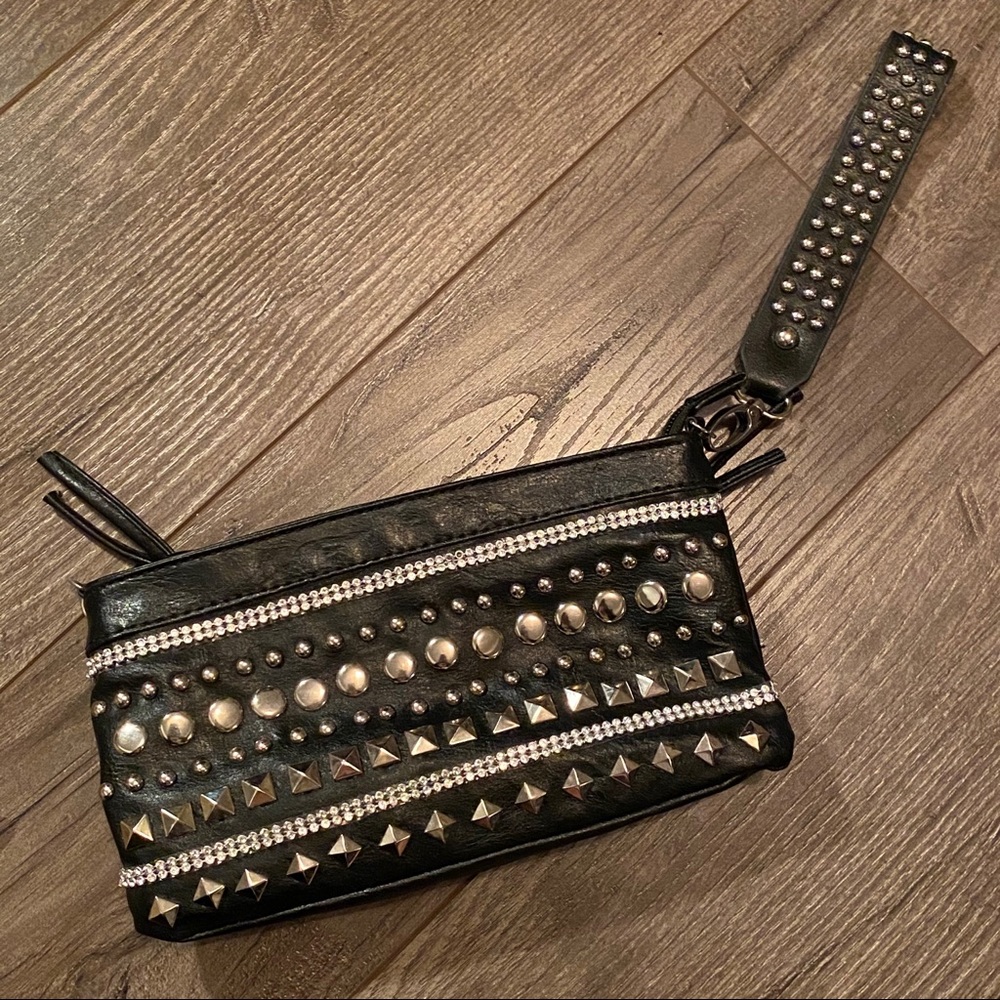 DOLLHOUSE Black & Silver Faux Leather Clutch